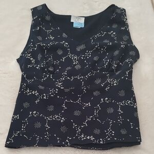 LOFT Dark Blue Patterned Tank Top